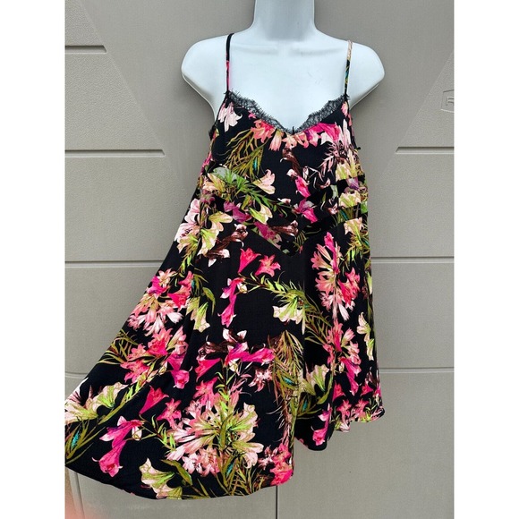 Lovers + Friends Multicolor Lace Trim V Back Floral Bahia Babydoll Dress Size S - Picture 6 of 11